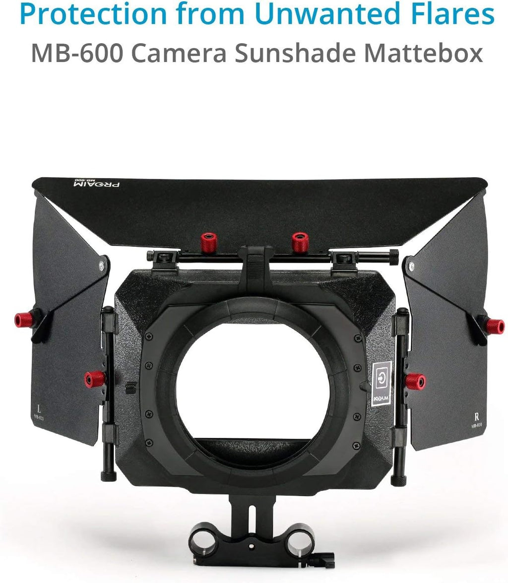 Camera Shoulder Support Rig Kit with Cage & Matte Box for DSLRs Video Camcorder. Adjustable Brackets & Handles. Fits Multiple Lenes Diameter up to 95m. 4x4 Filter Holders. (FC-02)