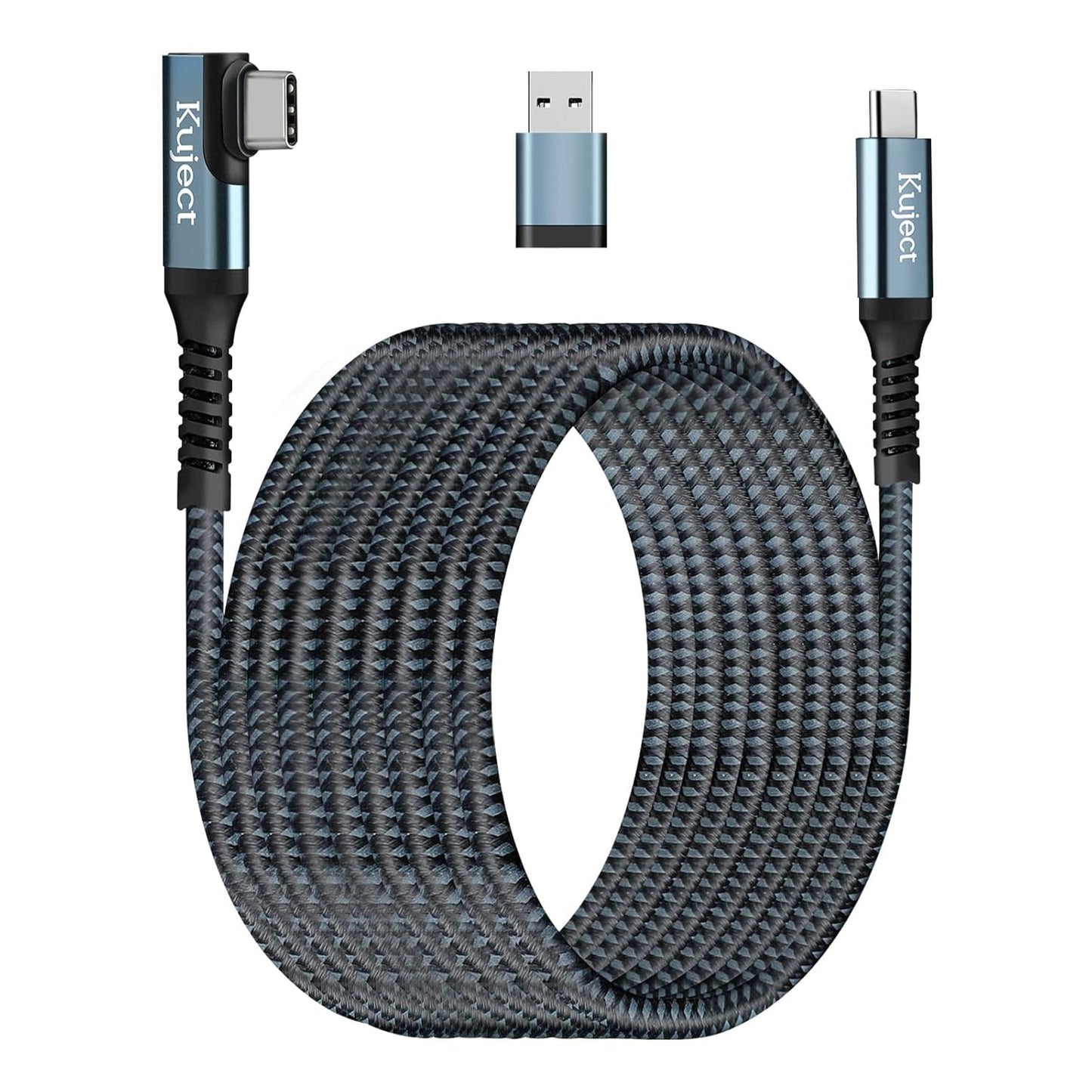 Kuject Link Cable 16FT Compatible for Quest 3S/3, Quest 2/Pro, Pico 4, Nylon Braided Accessories for Rift S/Steam VR Games, USB 3.0 Type C to C High Speed Data Transfer Charging Cord for Gaming PC