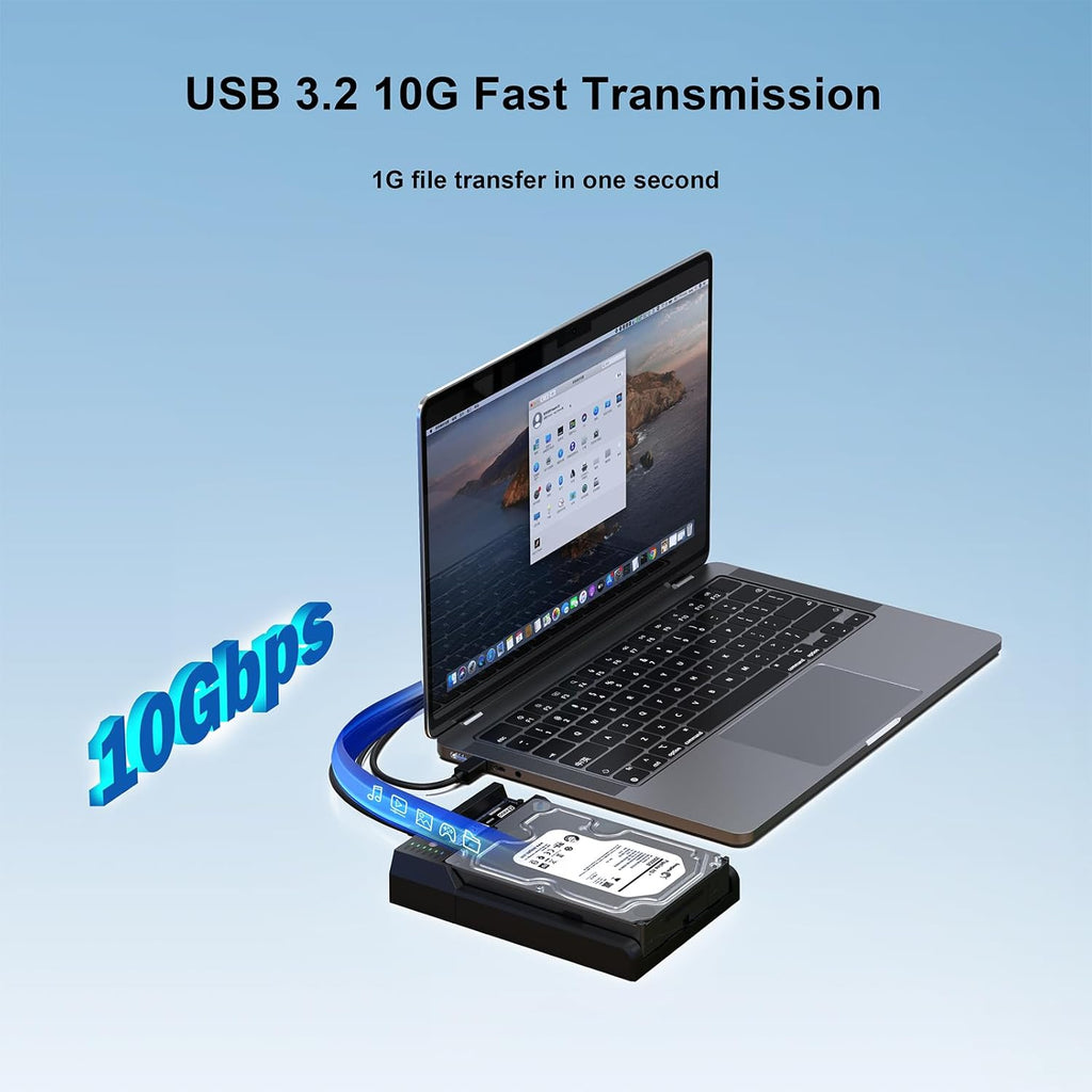 Dual-Bay Docking Station M.2 NVME & SATA SSD Enclosure with Offline Clone, USB-C 10Gbps, Tool-Free Design for Windows/Mac/Linux
