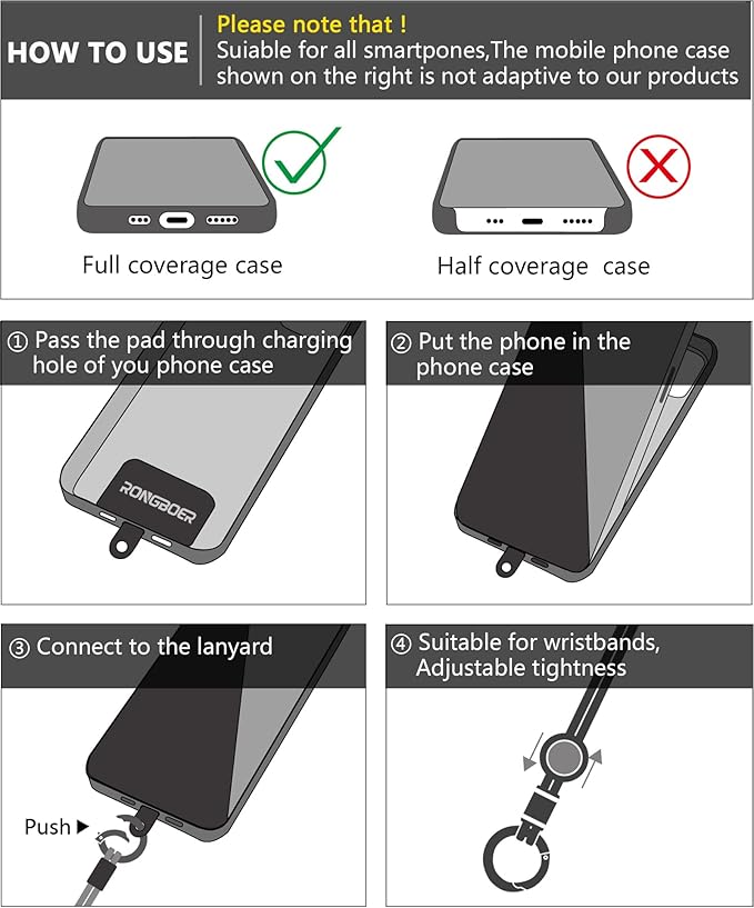 Cell Phone Lanyard Wrist Strap, Women's Phone Bracelet, Camera Wrist Lanyard, Short Wrist Lanyard for Keys, Keychain Lanyard, Lanyards for Keys (Blue Red)