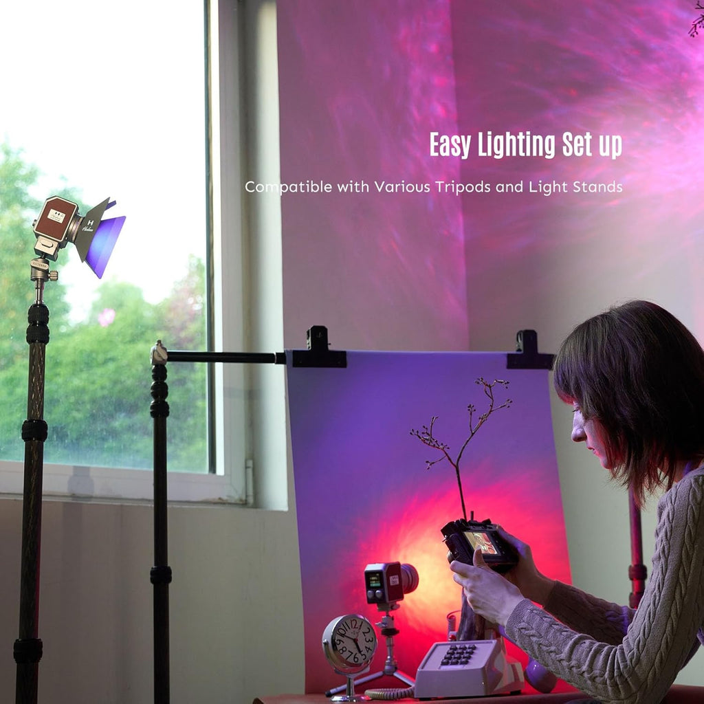 Harlowe Micro 8 Spectra Portable Led Light for Camera 8W RGBCW 1700K-10000K CRI/TLCI 96+ Small Camera Lighting Kit Mini Cube Fill Light for Photography and Video Recording Master Kit