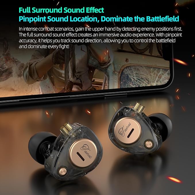 KZ Taurus in Ear Monitor Headphones, Horizontal 2DD Gaming IEM Earbuds Wired in Ear Headphones, Noise Cancelling Ear Buds Sound Localization in-Ears for Singers Musicians Audiophiles