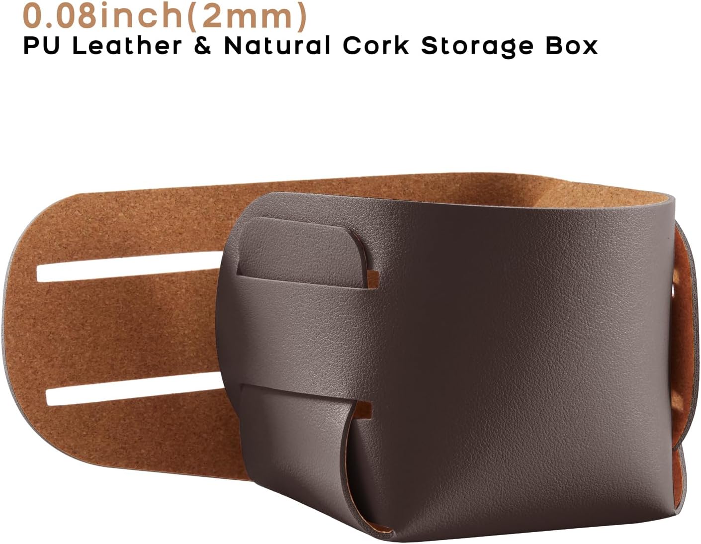 HOMIEAZICOZI 2-Pack Cork Leather Desk Accessories Storage - Pencil Pen Holder - Makeup Brush Holder Organizer - Stylish Addition to Home Decor (Coffee)