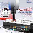 NewYork Cables 24 Port Cat6 Patch Panel – 10Gb Ethernet, 1U Rackmount 19-Inch, T568A/B Color-Coded Labels, Unshielded, 110/Krone Compatible, Black