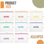 24pcs Mesh Zipper Pouch File Bags Puzzle Storage Bags, A5 Size 9.4 x 6.9 Inches Large Reusable Zipper Pouches for Organizing Classroom Board Game Organization