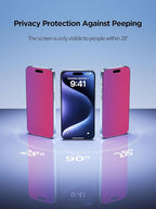 Compatible for iPhone 16 Plus/iPhone 15 Plus Privacy Screen Protector Tempered Glass 6.7 Inch, Pink Gradient Anti Spy Anti Blue Light HD Easy Installation