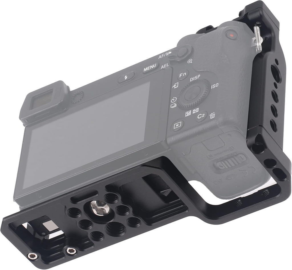Hersmay A6500/A6400/A6300 Camera Cage Video Stabilizer with Top Handle for Sony A6500 A6400 A6300 A6000 A6100 Cameas DSLR Rig with Cold Shoe,Handle Locating Holes,Multiple 1/4" 3/8" Screw Holes