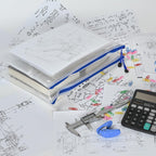 AUSTARK 10 Pcs Zipper File Bags, Waterproof Plastic Mesh Pouch for Office School, Board Game Storage Bags (B4 Size 15''x11'', White and Blue)