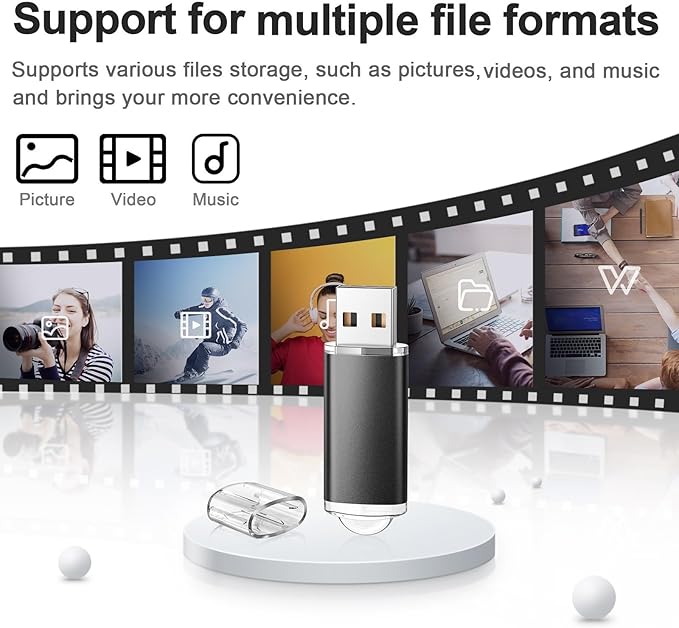 TOPESEL 10 Pack 8GB USB 2.0 Flash Drive Memory Stick Thumb Drives (5 Mixed Colors: Black Blue Green Red Silver)