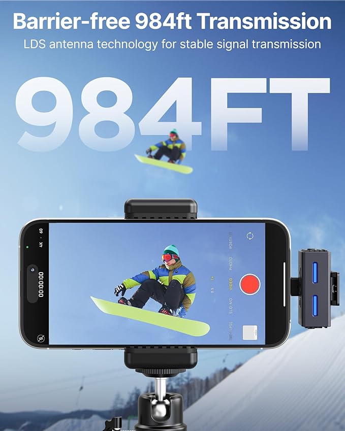 BOYA BOYALINK 3 Wireless Lavalier Microphone for iPhone/Android/Camera/PC/Tablets,AI Noise Cancellation,48kHz/24Bit Studio Sound,APP Control,984ft 30h Battery with Charging Case for Vlogging Interview