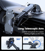 VICSEED Strong Suction Car Phone Holder [Ultra-Stable for Heavy Phones & Thick Cases] 3-in-1 Dashboard Windshield Vent Cellphone Mount, Military-Grade Truck Boat Cradle Universal for iPhone & Android