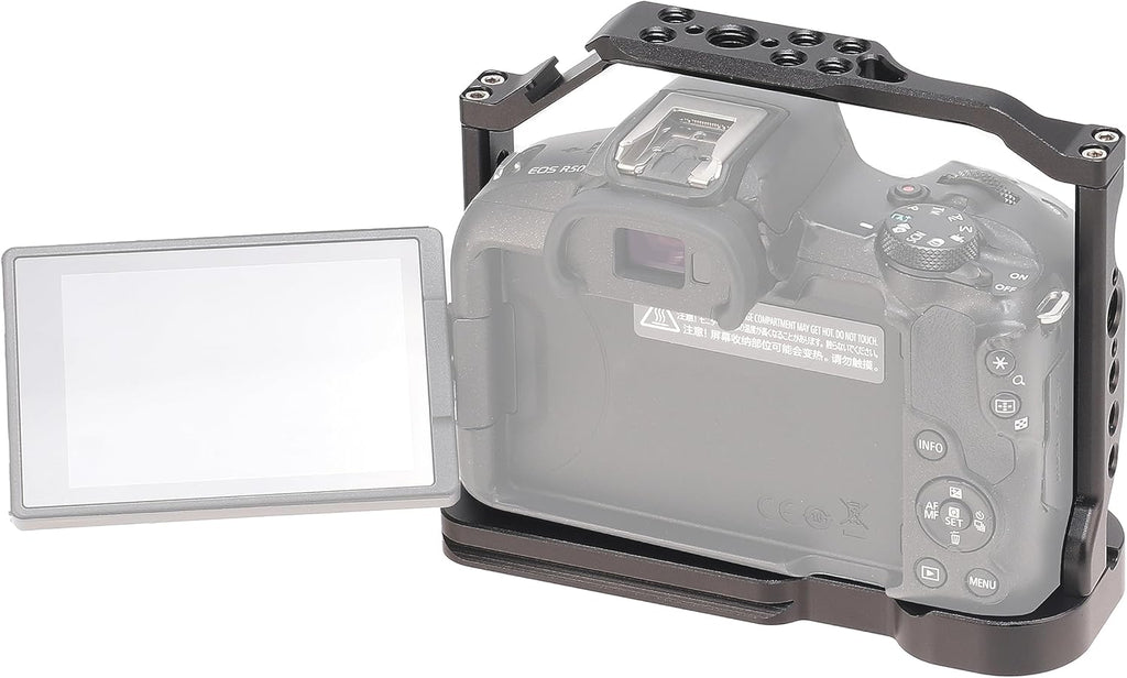 Hersmay R50 Cage with Top Handle,Aluminium Alloy Camera Cage for Canon EOS R50 Mirrorless Cameras, Vlogging Video Shooting Filmmaking Rig Stabilizer with 1/4" Mounting and 3/8" Arri Locating Hole