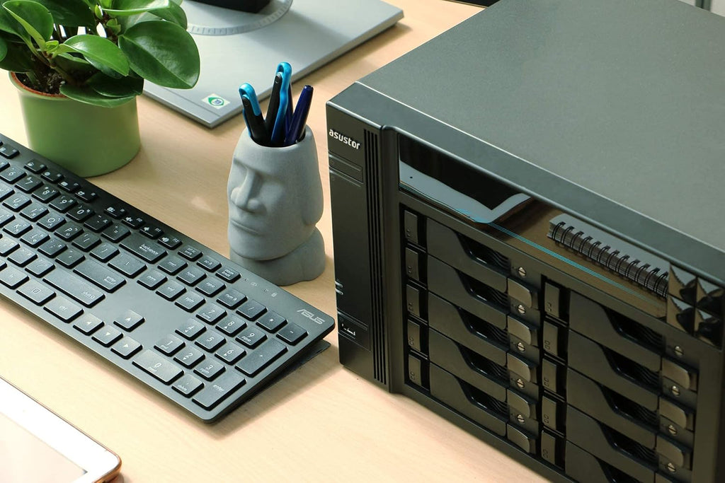 Asustor Lockerstor 10 Pro AS7110T 10 Bay NAS - Network Storage Enclosure, Quad Core 3.4GHz CPU, 8GB RAM DDR4, M.2 NVMe SSD Caching