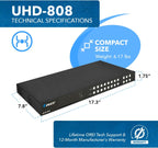 OREI 8x8 HDMI 4K Matrix Switch/Splitter, (8-Input, 8-Output) with Remote Control Supports UltraHD 4K@60Hz 4:4:4, HDR, YUV, HDMI 2.0, HDCP 2.2, 3D, 1080p, 18 GBPS - ARC, EDID (4K & 1080p Together)