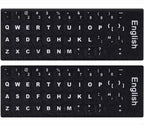 2PCS English Keyboard Letters Replacement Stickers, Large Print Bold White Font on Black Background US Keyboard Letter Stickers for Laptop Desktop Computer Keyboard Alphabet Stickers