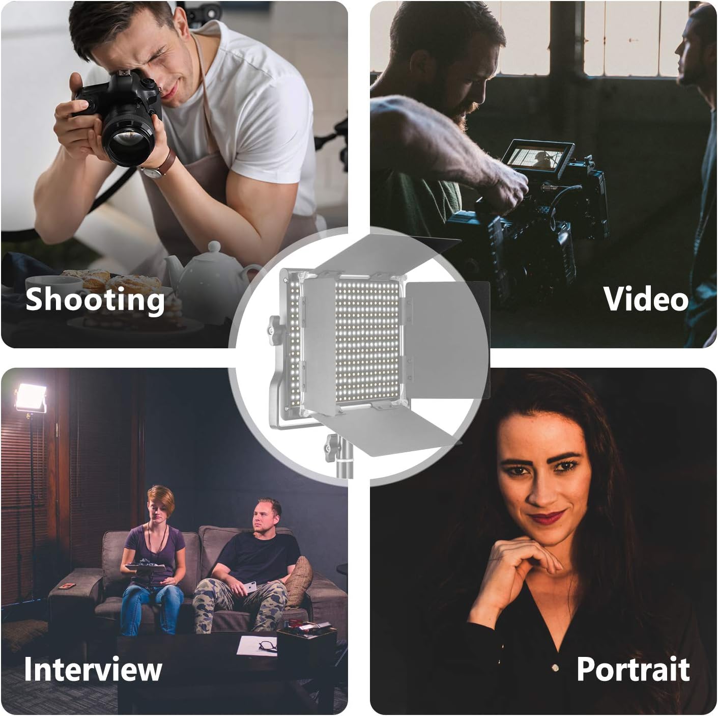 Neewer Professional Metal Bi-Color LED Video Light for Studio, YouTube, Product Photography, Video Shooting, Durable Metal Frame, Dimmable 660 Beads, with U Bracket and Barndoor, 3200-5600K, CRI 96+