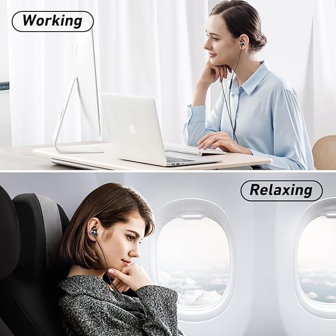 Keyron Lightning Headphones for iPhone [MFi Certified],Wired Earbuds with Built-in Microphone & Volume Control, Earphone Compatible with iPhone 14/13/12/11/XR/XS/X/8/7/SE/Pro/Pro Max, Black/Purple,2Pc