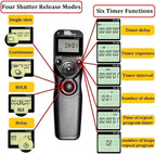 Pixel Remote Timer TW283-E3 LCD Multi-Function Shutter Remote Release Timer Controller Adapter Compatible with Canon EOS DSLR Pentax Contax Cameras