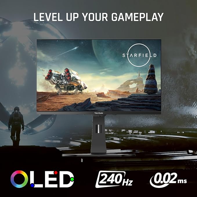 ViewSonic XG272-2K-OLED 27 Inch 1440p 240Hz OLED Ergonomic White Gaming Monitor with up to 0.01ms, FreeSync Premium, G-Sync Compatibility, RGB, and USB-C, HDMI v2.1, DP Inputs