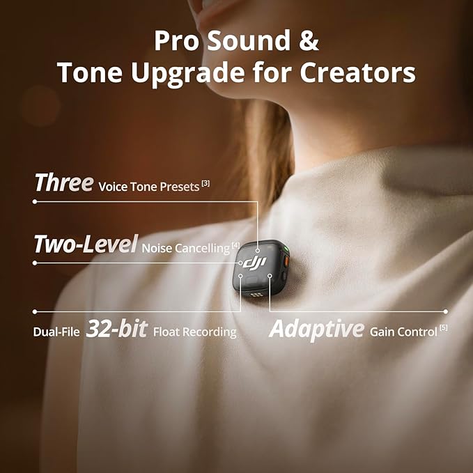 DJI Mic 3 (1 TX + 1 RX), Wireless Lavalier Mic for iPhone/Camera/Android, Ultralight, Extended Operating Time & Fast Charging, 1312ft (400m) Transmission, Noise Cancelling, Vlog, Streaming