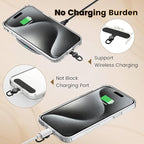 OUTXE Phone Tether Tab Rotatable 360°, 4 Pack TPU Phone Lanyard Patch for Phone Strap Compatible iPhone & Other Cell Phone Black