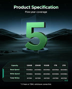 ORICO 128GB M.2 NVMe SSD, PCIe Gen3 2280 SSD - Up to 1700MB/s, Internal Solid State Drive with TLC NAND Flash, Compatible with Raspberry Pi 5 Desktop Laptop - D10