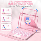 TaIYanG Touchpad for iPad A16 11th/10th Generation Case with Keyboard, 7 Color Backlit 360 Rotation Cover with Pencil Holder,Detachable Keyboard for iPad 11 inch 2025/10th Gen 10.9'' 2022 (Light Pink)