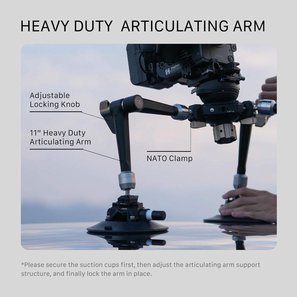 Tilta Hydra Articulating Car Mounting System | Supports 75mm & 100mm Tripod Heads | Heavy Duty | Mount via Manfrotto & Arca | Optional Electronic Suction Cups | Stable & Secure