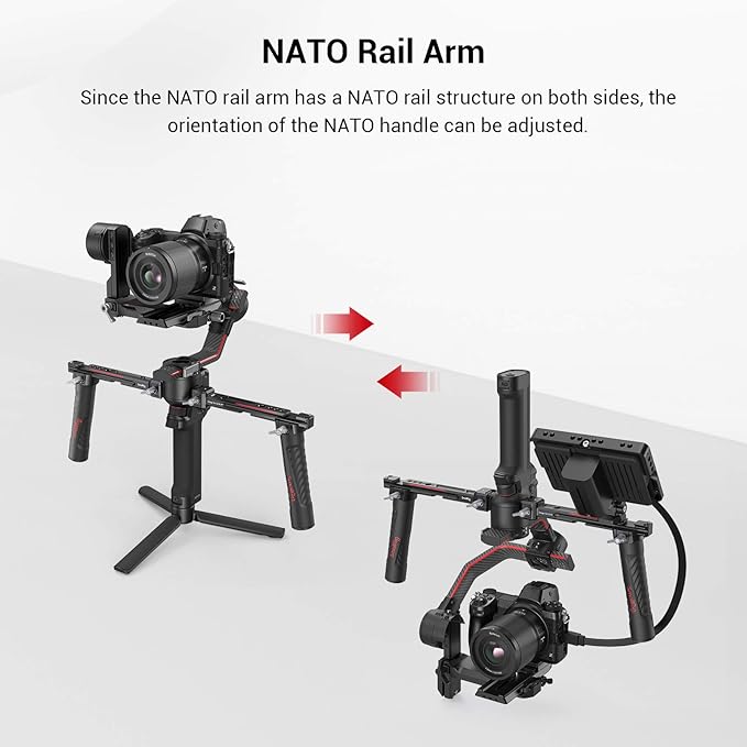 SMALLRIG Dual Handle Handgrip for DJI RS 4 /RS 4 Pro/RS 3 / RS 3 Pro/RS 2 / RSC 2 Gimbal, Gimbal Handle Grip with NATO Rails, Cold Shoe, 1/4"-20 & 3/8"-16 Threaded Holes