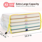 Umriox Zipper Pouch, 16.9x12.4 in (12 Colors, 12 Packs), Extra Large Zipper Bags, Waterproof Zipper Pouches for Office Supplies, Puzzles, Board Game Storage & Cross Stitch Projects