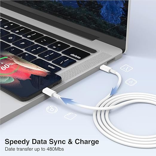 15FT 60W USB C to USB C Cable, Type C to Type C Cable,Fast Charging Cable for iPhone 16 15 Pro Plus Pro Max，for Galaxy S25 S24, for iPad Pro/Air, for MacBook Pro/Air and More