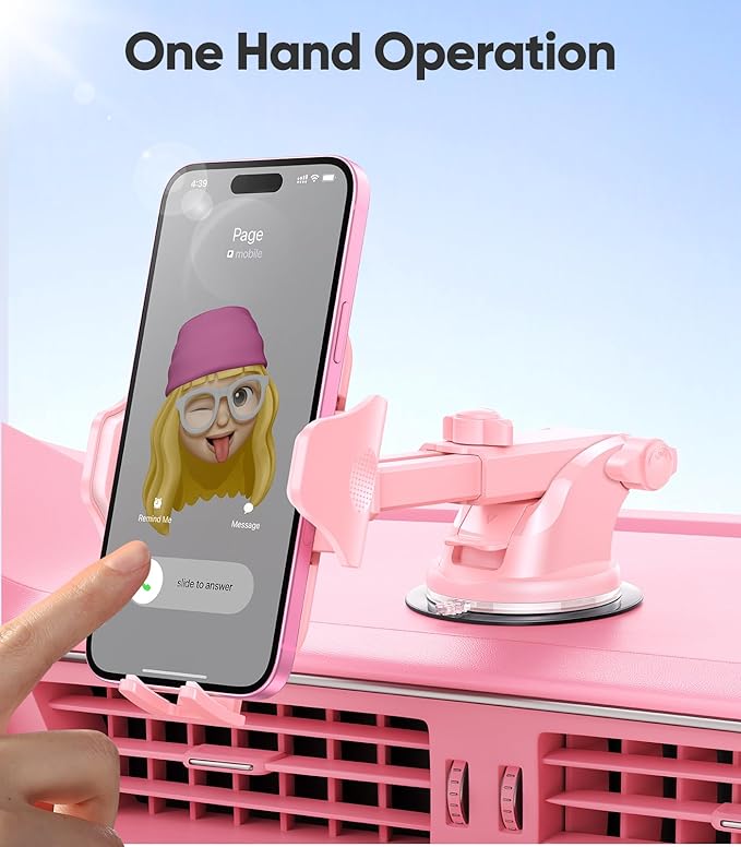 VICSEED Pink Phone Holders for Your Car, [True Military-Grade Strongest Suction Power], 3-in-1 Dashboard Windshield Vent, Truck Boat Stand Cell Phone Mount for iPhone Android All Phones