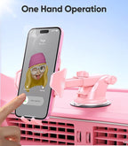 VICSEED Pink Phone Holders for Your Car, [True Military-Grade Strongest Suction Power], 3-in-1 Dashboard Windshield Vent, Truck Boat Stand Cell Phone Mount for iPhone Android All Phones
