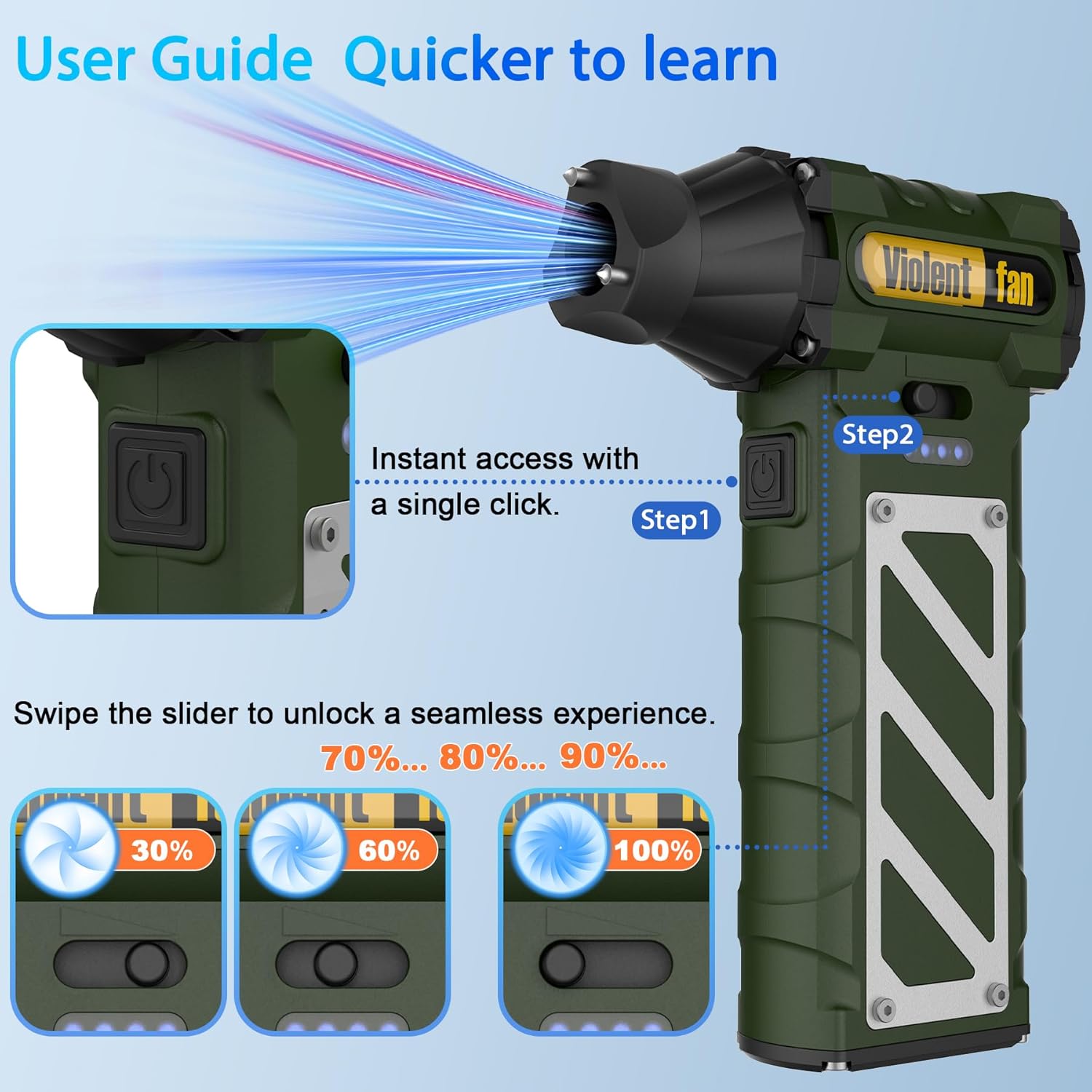 Electric Air Duster-Compressed Air Duster,60mph Wind Stepless Speed Canned Air for PC/Computer/Blaster/Electronics/Home Cleaning, 150000RPM Air Blower to Spray Air Can Dust Off Keyboard Cleaner(Green)