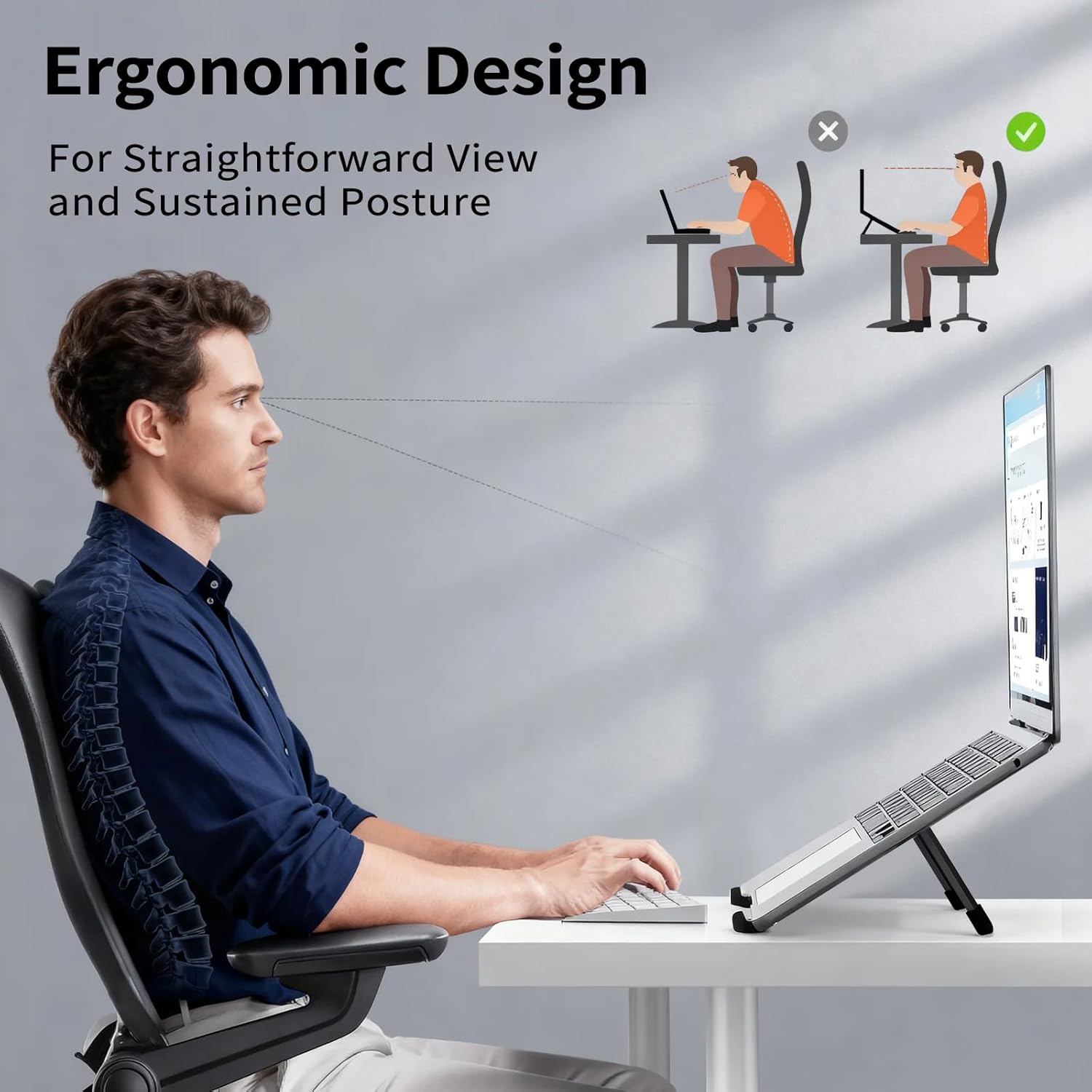 Protable Laptop Stand for Desk,Foldable Laptop Riser Holder,Ventilated Cooling Notebook Mount Computer Stand for 10-15.6” Laptops,Tablets，Aluminum (Black)