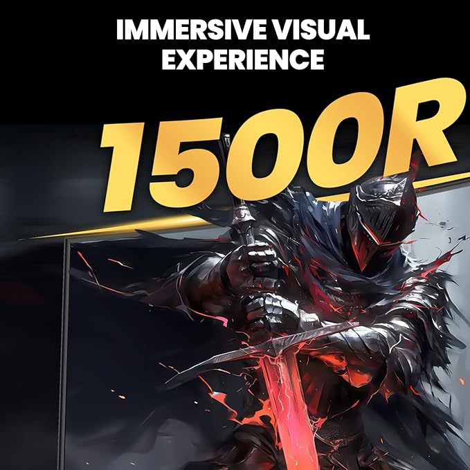 CRUA 49" Curved Gaming Monitor | DFHD(3840x1080P), 144Hz/165Hz, 1500R, 32:9, AMD FreeSync, 120% sRGB, Height Adjustable Ultra-Wide Screen Monitors, HDMI 2.1 & DP 1.4, Wall Mount Install- Black