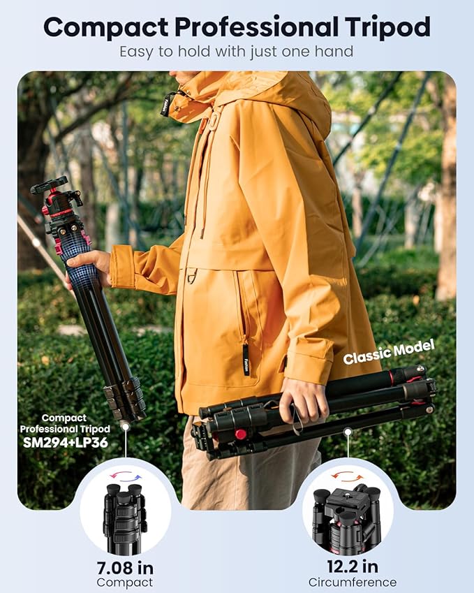 68" Lightweight Travel Camera Tripod with Ball Head, Compact Aluminum Tripod for DSLR/SLR, Compatible with Canon, Nikon, Binoculars, Telescope (Supports 8.8 lbs, Weighs 2.62 lbs)