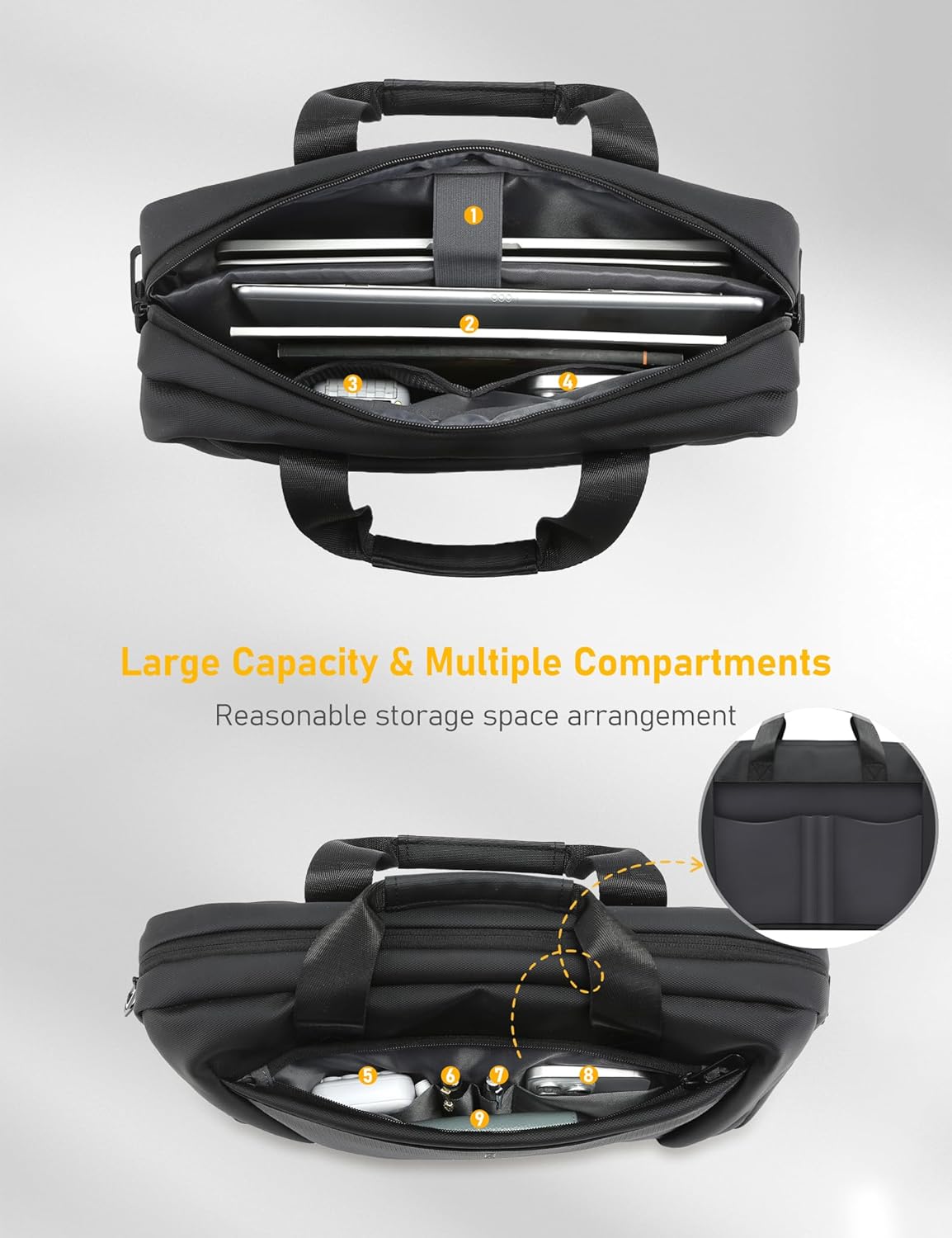 13-14 Inch Laptop Shoulder Bag Business Briefcase Water Resistant Computer Messenger Bags Compatible with MacBook Pro 14, MacBook Air 13 M4, HP, Dell, ASUS Notebook, Black