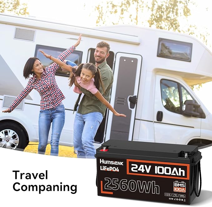 Lithium Battery 24V 100Ah LiFePO4 Batterys, Built-in 100A BMS with Low-Temp, 15000+ Deep Cycles, 2560Wh Lithium Iron Phosphate Battery, for RV Solar Energy Off Grid Trolling Motor