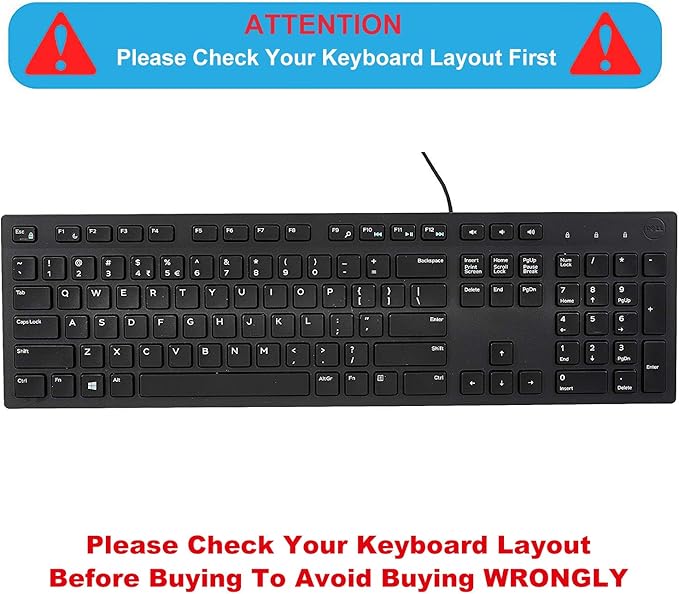 Keyboard Cover Skin for Dell KM636 KB216 KB216t KB216d KB216p Wired & Wireless Keyboard, Dell Optiplex 5250 3050 3240 5460 7450 7050, Dell Inspiron Desktop 24" 27" 5400 5490 7700 7790 3475 3670 3477