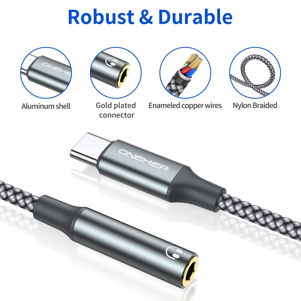 USB Type C to 3.5mm Headphone Jack Adapter, (2-Pack) USB C to Aux Female Audio Dongle Cable Cord Compatible with iPhone 16/15 Pro/15 Plus/15 Pro Max,iPad Pro,MacBook, Samsung Galaxy S24 S23 S22