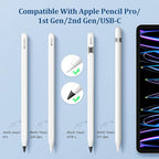 Replacement Tips for Apple Pencil 1st/2nd Gen,No Wear Out Upgraded Apple Pencil Tips,Metal Pencil Nibs for Precise Control - Pen Like 0.78mm Longer Tips for iPad Pencil - 2White+2Black