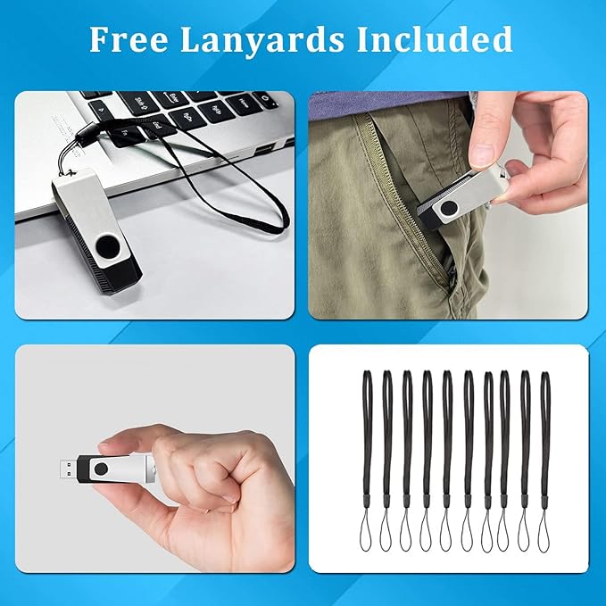 (Not 128GB) 128MB Flash Drives 50 Pack, Wooolken USB 2.0 Thumb Drive with Lanyards Bulk USB Sticks for Weddings,Office, School, Data Storage Backup