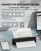 Inkless Portable Printer for Travel, 300DPI Wireless Thermal Printer Support 8.5" x 11" US Letter, A4, MT610Pro Small Bluetooth Printers Compatible with iOS, Android Laptop for Home Office Car, Black