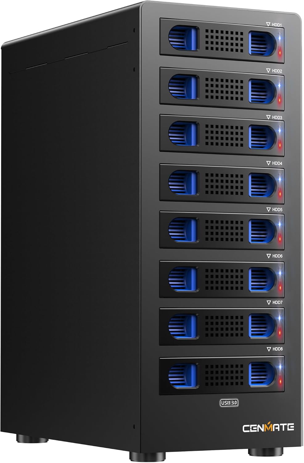 8 Bay Hard Drive RAID Enclosure with Cooling Fan for 2.5/3.5" SATA HDD/SSD with USB A/C 3.0＋eSATA Cable, 3.5 Hard Drive Enclosure Supports 160TB Capacity, 8 RAID Modes, DAS(NO NAS)