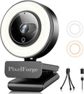 2K Webcam for PC with Microphone & Light & Privacy Cover, Web Camera for Desktop Computer/Laptop/Monitor/Mac, USB Streaming Camera for Zoom/Skype/Teams/Video Calling/Studying and Conference