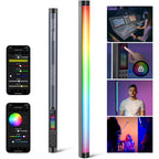 NEEWER TL60 RGB Tube Light, 20W Full Color RGBWW LED Video Lighting Wand Stick for Studio Photography Recording Streaming, APP/2.4G/DMX Control, 7 Pixel Effects 18 Scenes, 2500-10000K CRI97+ TLCI98+