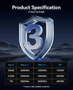 ORICO M.2 2242 NVMe SSD 1TB, PCIe 3.0 with 3500MB/s Read Speed, Premium NAND, Copper Heatsink for Laptops, Mini PCs, IoT Devices, and DIY External Drives - J10-2242