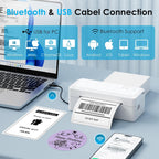 Shipping Thermal Label Printer, 4x6 Portable Label Printer, Bluetooth Label Maker for Small Business, Support iPhone,Android,Windows,Mac,Chromebook,Works with USPS, Ebay,Shopify&More, White