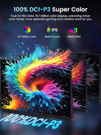 Newsoul Portable Monitor 4K, 120Hz Gaming Monitors 3840 * 2160 UHD, 100% DCI-P3, 1500:1 Contrast, FreeSync 0.1ms, Built-in Stand & Speaker, USB-C HDMI Portable Screen for Laptop, Phone, Game Console